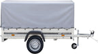 UNITRAILER Trailer Car 230 x 125 cm Garden Trailer 230 Tilting Unitrailer 750 kg with Jockey Wheel, Tarpaulin and High Arrow