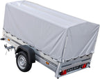 UNITRAILER Trailer Car 230 x 125 cm Garden Trailer 230 Tilting Unitrailer 750 kg with Jockey Wheel, Tarpaulin and High Arrow
