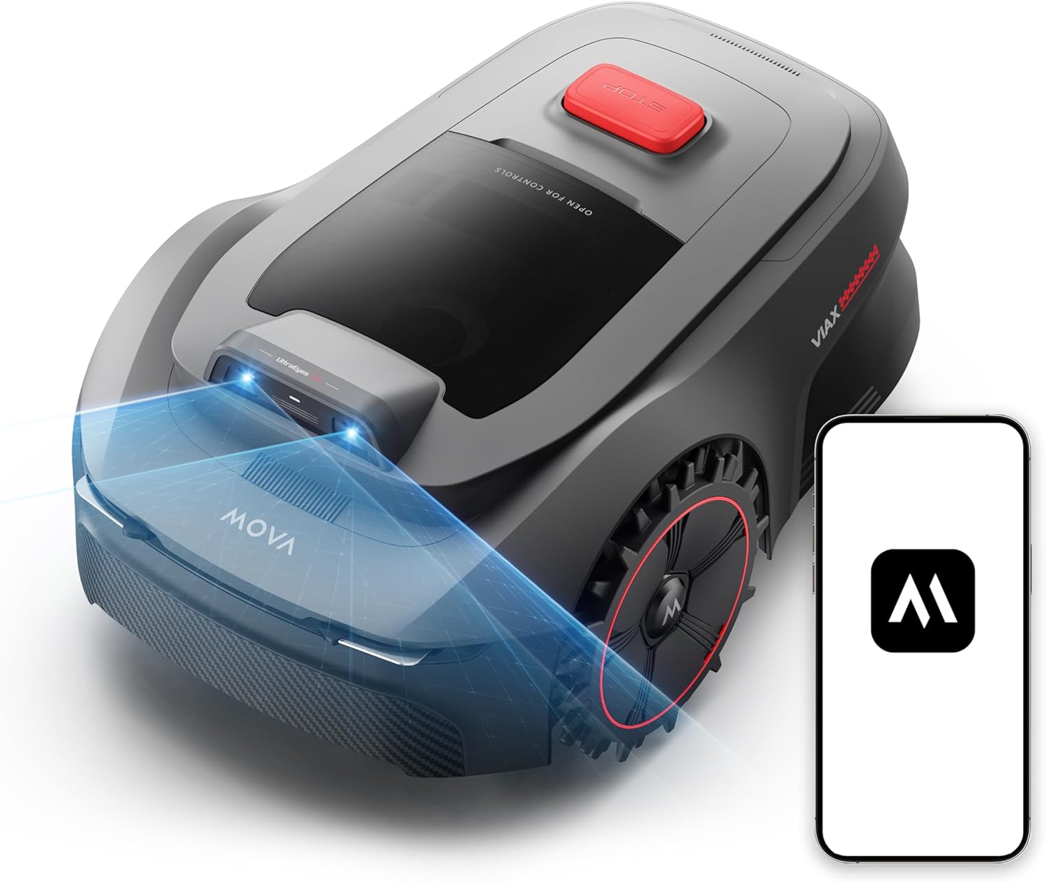 MOVA ViAX 250 Robotic Lawnmower Without Boundary Cable, Reception 250 m², AI-Assisted Car Mapping, U-shaped Tracks, Obstacle Avoidance Dual Vision, Better Edge Cut, for Complex Terrain, App Control